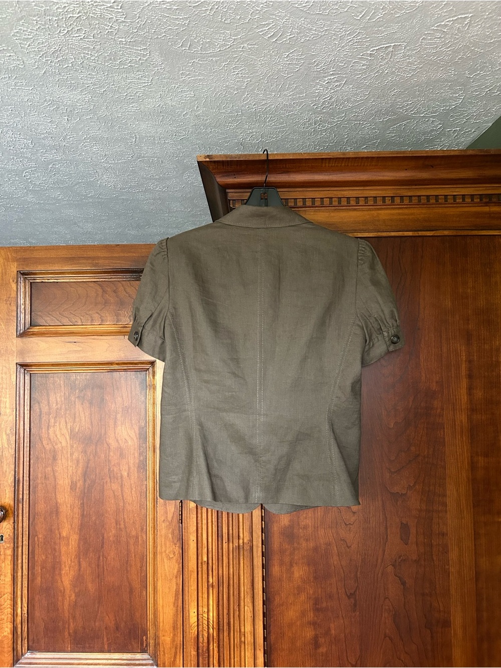 Tahari Olive/Brown Java(Neutral)Short-Sleeve Notch-Lapel Stitching Design Blazer - Picture 10 of 16
